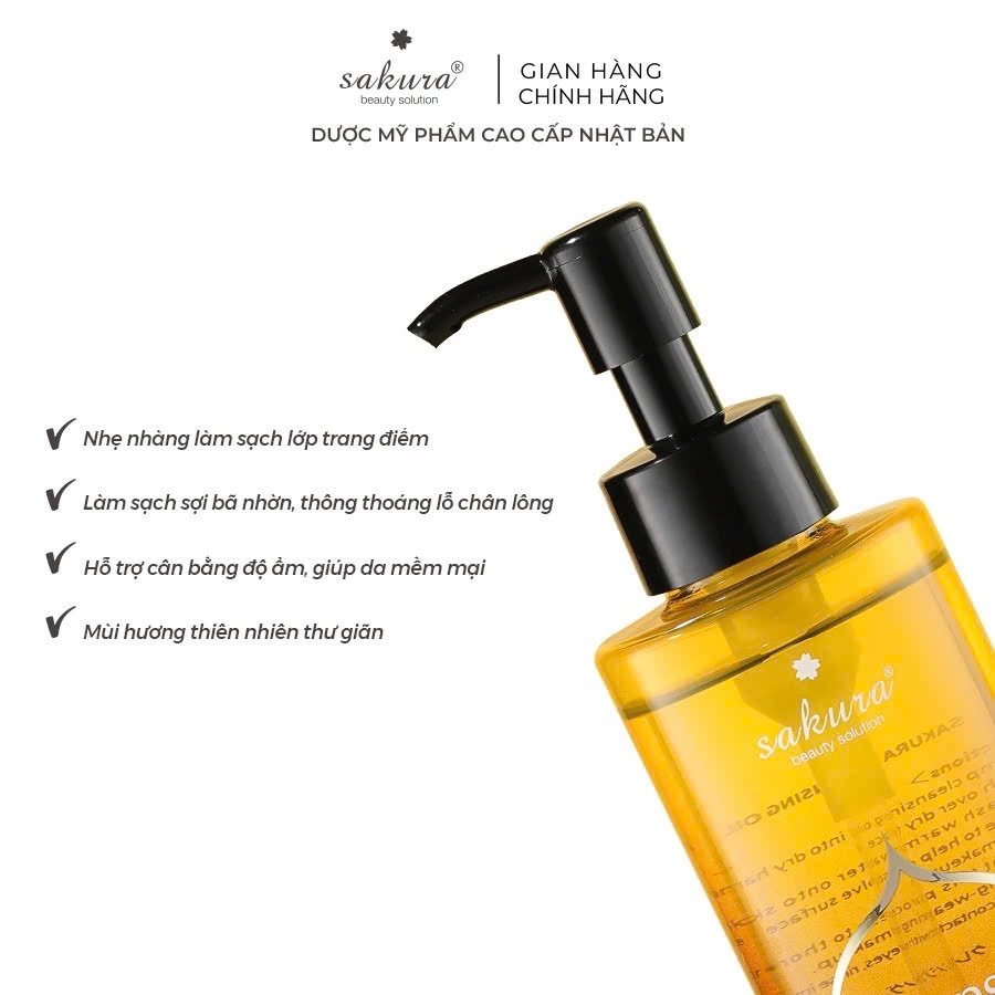 Sakura Beauty Cleansing Oil - Dầu Tẩy Trang 97% Thiên Nhiên 150ml Nhật Bản