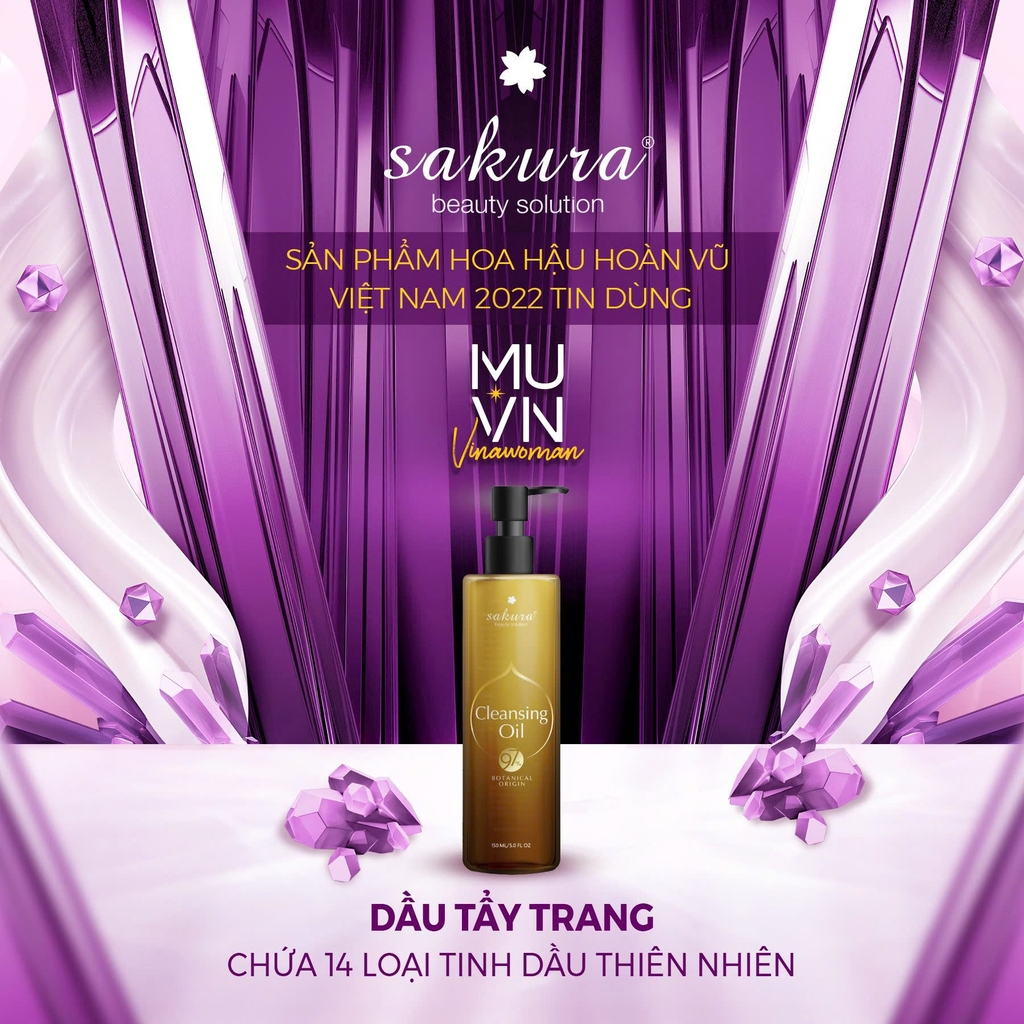 Sakura Beauty Cleansing Oil - Dầu Tẩy Trang 97% Thiên Nhiên 150ml Nhật Bản
