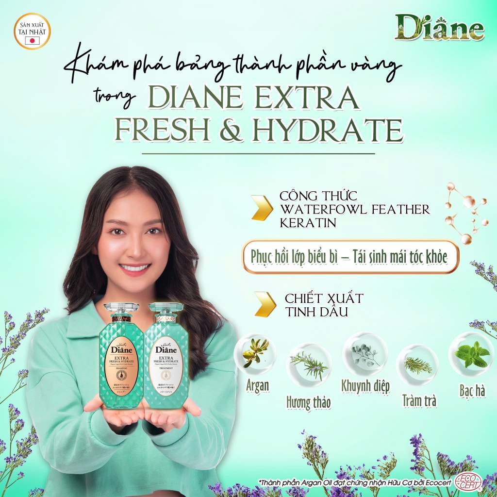 Moist Diane - Dầu Xả Kiểm Soát Dầu Moist Diane Extra Fresh & Hydrate 450ml