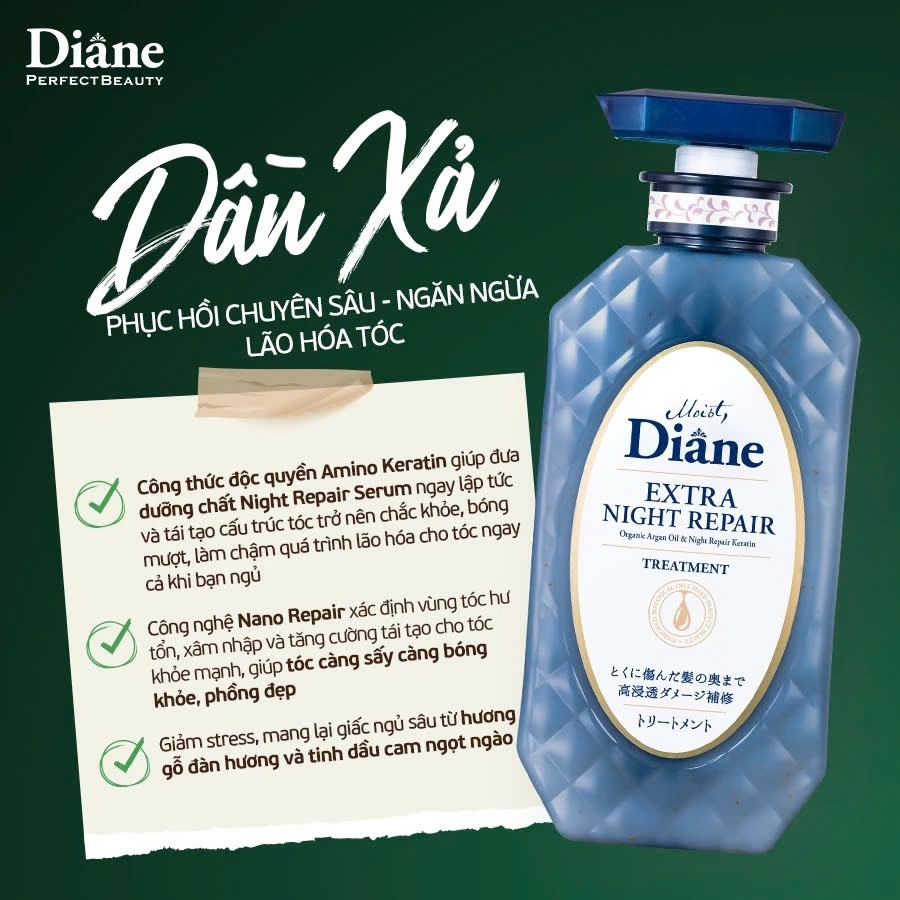 Moist Diane - Dầu Xả Tăng Cường Dưỡng Chất Ban Đêm Moist Diane Extra Night Repair 450ml