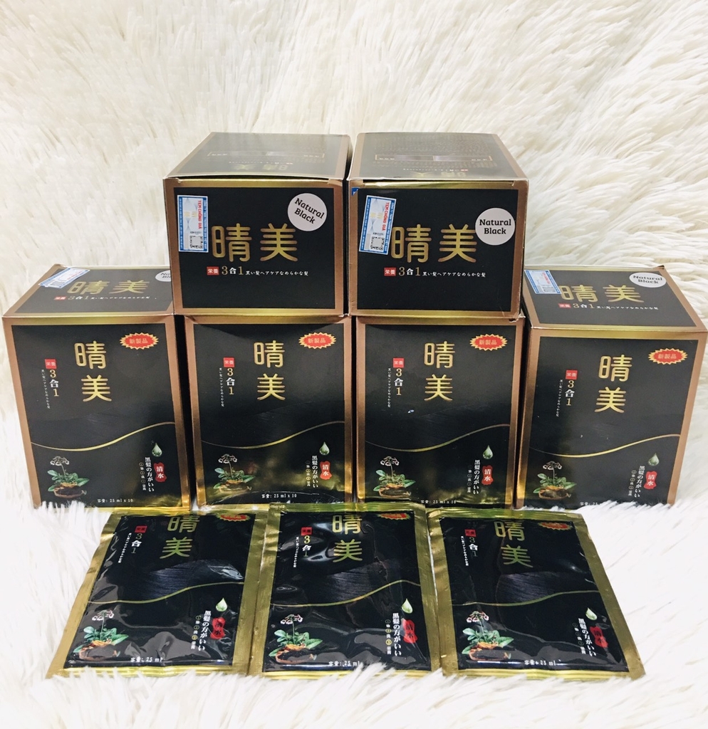 KOMI - Dầu Gội Phủ Bạc Hữu Cơ Màu Đen Tự Nhiên (Hộp 10 Gói x 25ml)