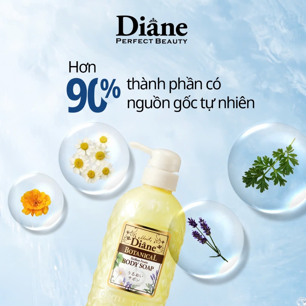Diane - Sữa Tắm Tinh Dầu Moist Diane Botanical Refresh & Moist Body Soap Hương Trái Cây 500ml