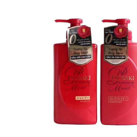 Tsubaki - Bộ Dầu Gội Xả Premium Moist Màu Đỏ (490ml x 2)