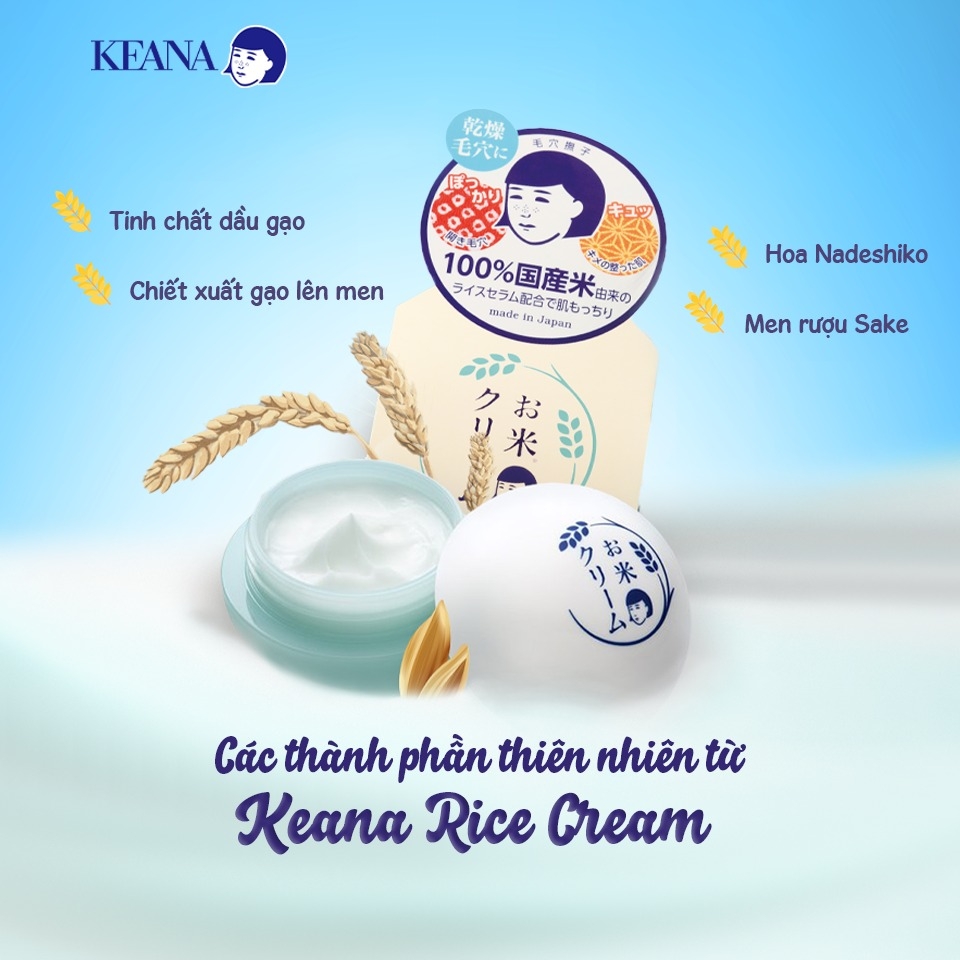 Keana - Kem Dưỡng Da Cám Gạo Keana Rice Cream 30g Dưỡng Ẩm Se Khít Lỗ Chân Lông