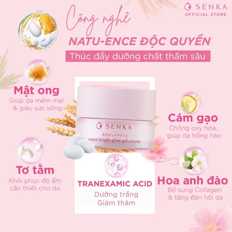 Senka - Kem Dưỡng Trắng Da Ban Đêm Senka White Beauty Glow Gel Cream 50g