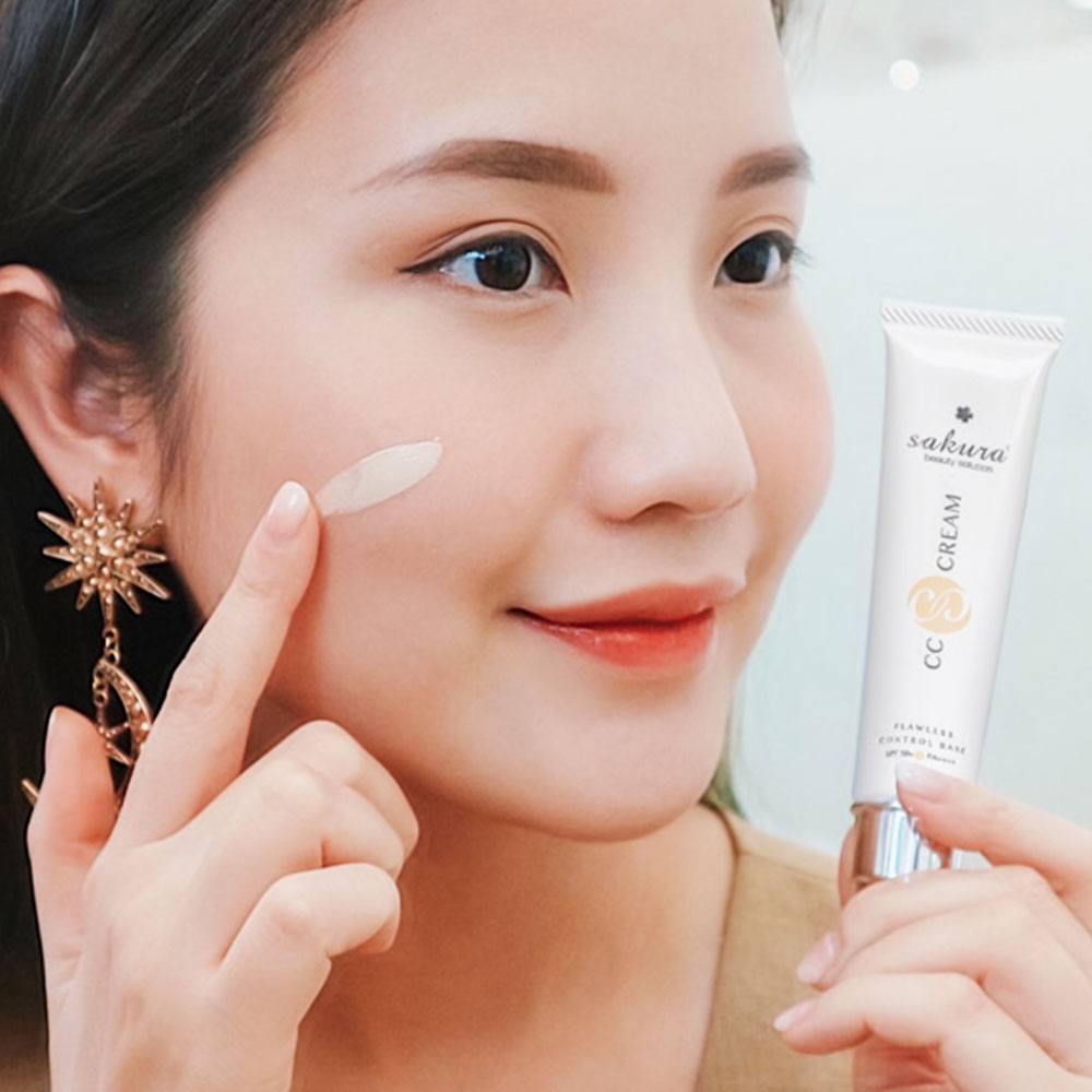 Sakura Beauty - Kem Trang Điểm, Chống Nắng CC Cream Flawless Control Base SPF50+ PA++++ (40ml)