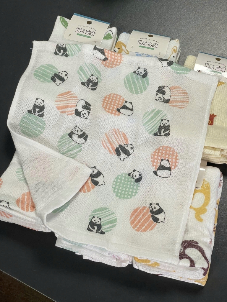 Kyowa -  Khăn Mặt Xô Siêu Thấm Hút Mẫu Gấu Trúc Organic Pile & Gauze