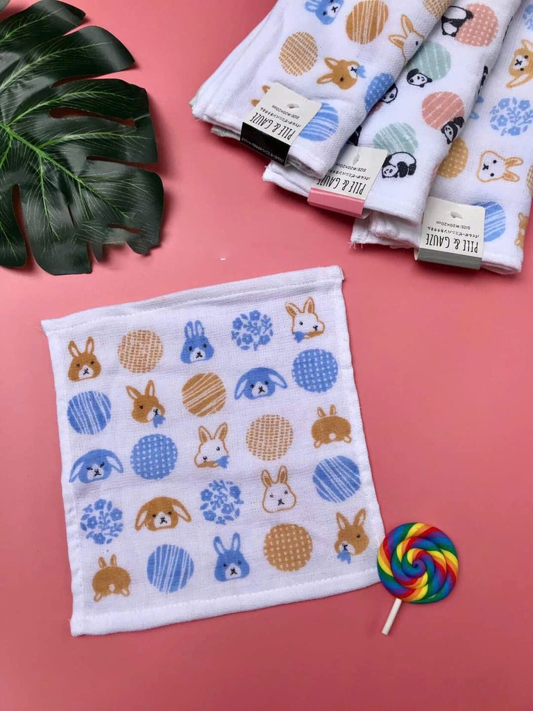 Kyowa - Khăn Mặt Xô Siêu Thấm Hút Mẫu Thỏ Organic Pile & Gauze