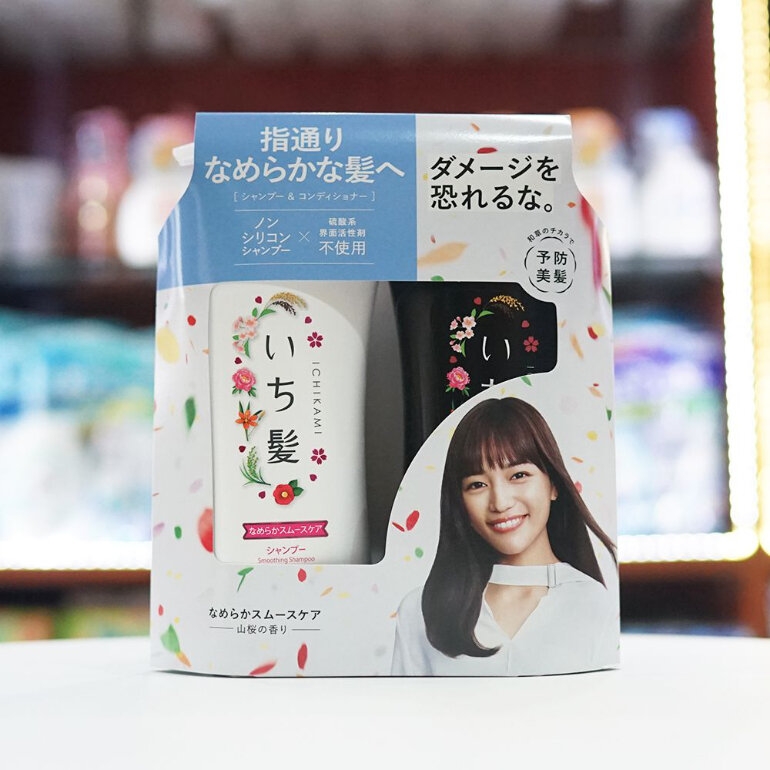 Kracie - Bộ Dầu Gội Xả Ichikami Kracie Trắng Đen Smooth Hair Phục Hồi Tóc Hư Tổn Mẫu Mới