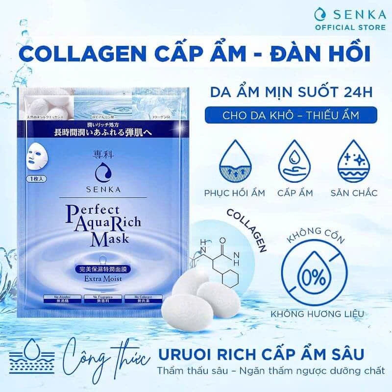 Senka - Mặt Nạ Giàu Ẩm Senka Perfect Aqua Rich Extra Moist Mask 25ml