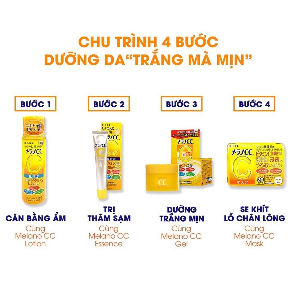 Rohto - Hộp 20 Mặt Nạ Cấp Ẩm, Làm Sáng Da, Mờ Thâm Nám Melano CC Whitening