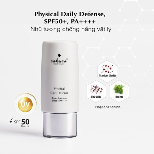 Sakura Beauty - Nhũ Tương Chống Nắng Vật Lý Physical Daily Defense SPF 50+ PA++++ (60g)