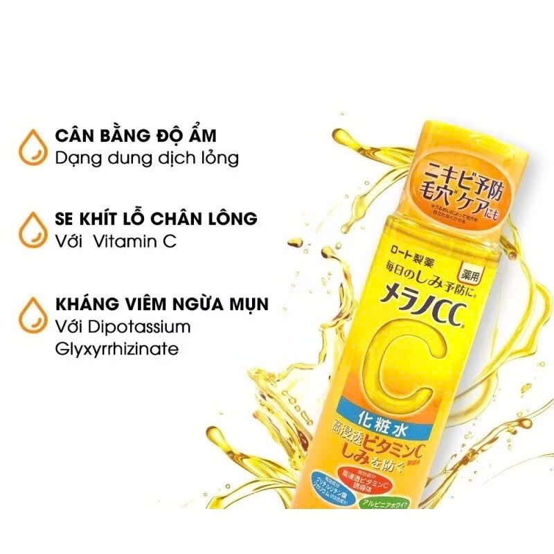 Rohto - Nước Hoa Hồng Melano CC Rohto Lotion 170ml Trắng Da Trị Thâm Nám Tàn Nhang 170ml