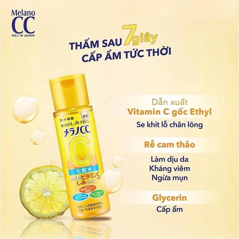 Rohto - Nước Hoa Hồng Melano CC Rohto Lotion 170ml Trắng Da Trị Thâm Nám Tàn Nhang 170ml