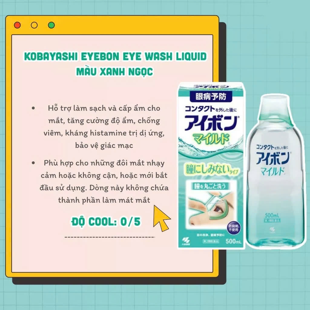 Kobayashi - Nước Rửa Mắt Eyebon W Vitamin Kobayashi Premium Nhật Bản (Màu Xanh Ngọc)