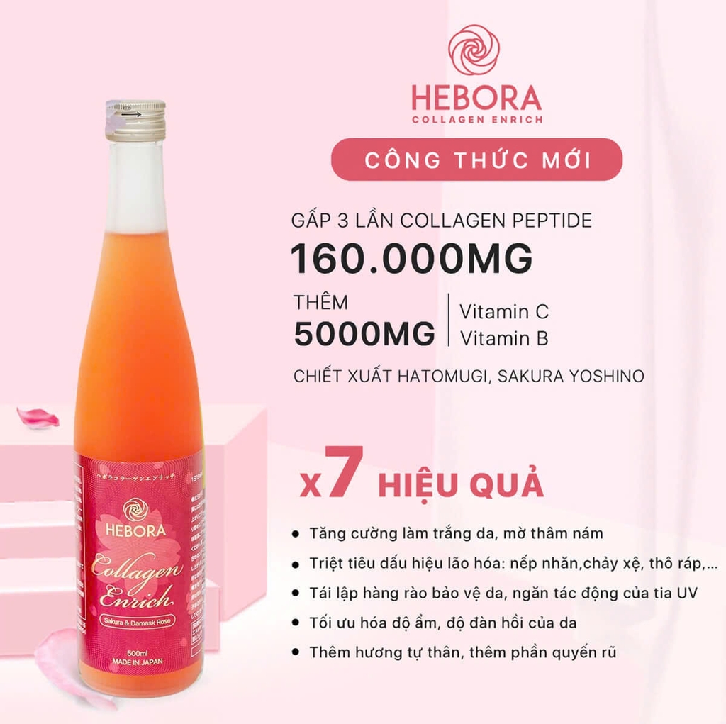 Hebora - Nước Uống Đẹp Da Thơm Cơ Thể Hebora Collagen Enrich 500ml