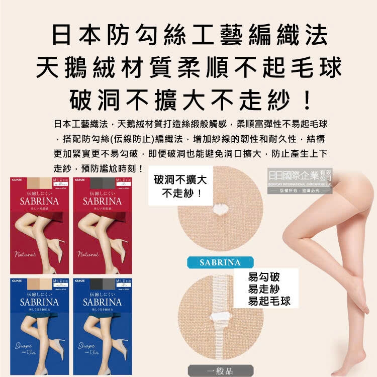 Gunze - Quần Tất Chống Xước Sabrina Shape Fit Màu Đen Size S-M (1m45-1m60)