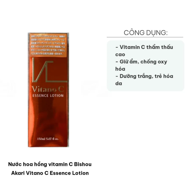 BISHOU AKARI - Nước hoa hồng Vitano C 150ml