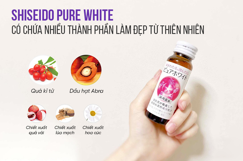 Shiseido - Combo 3 Hộp Nước Uống Trắng Da Collagen Pure White (30 Lọ)