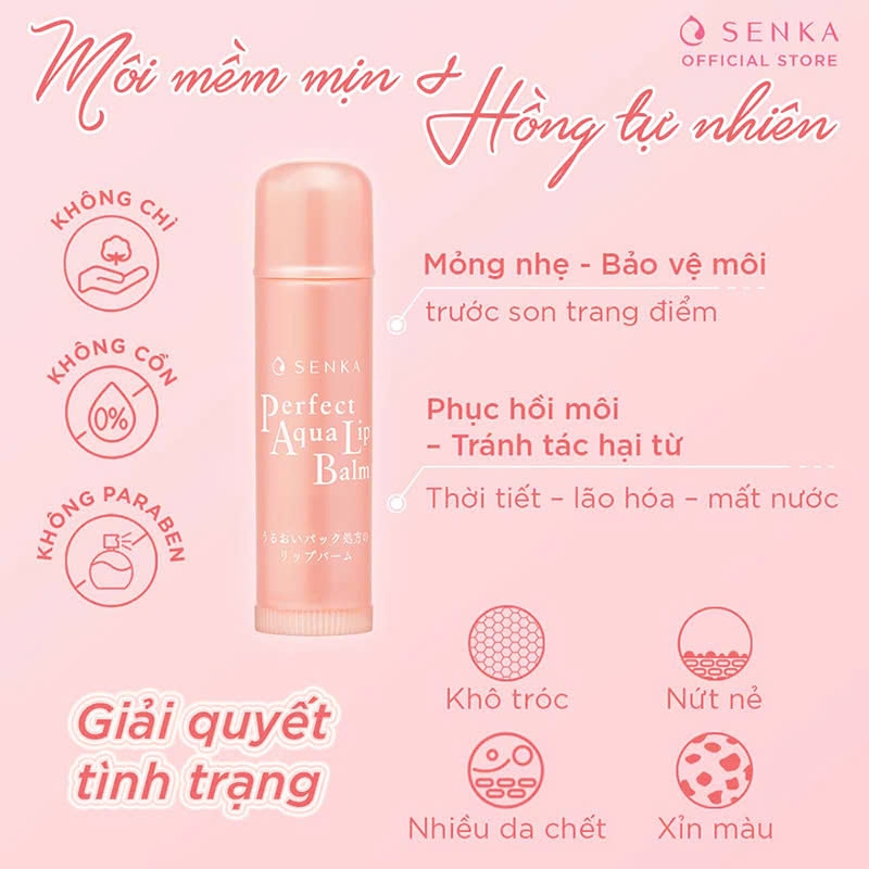 Senka - Son Dưỡng Môi Cấp Ẩm Senka Perfect Aqua Lip Balm 4.5g (Ban Ngày)