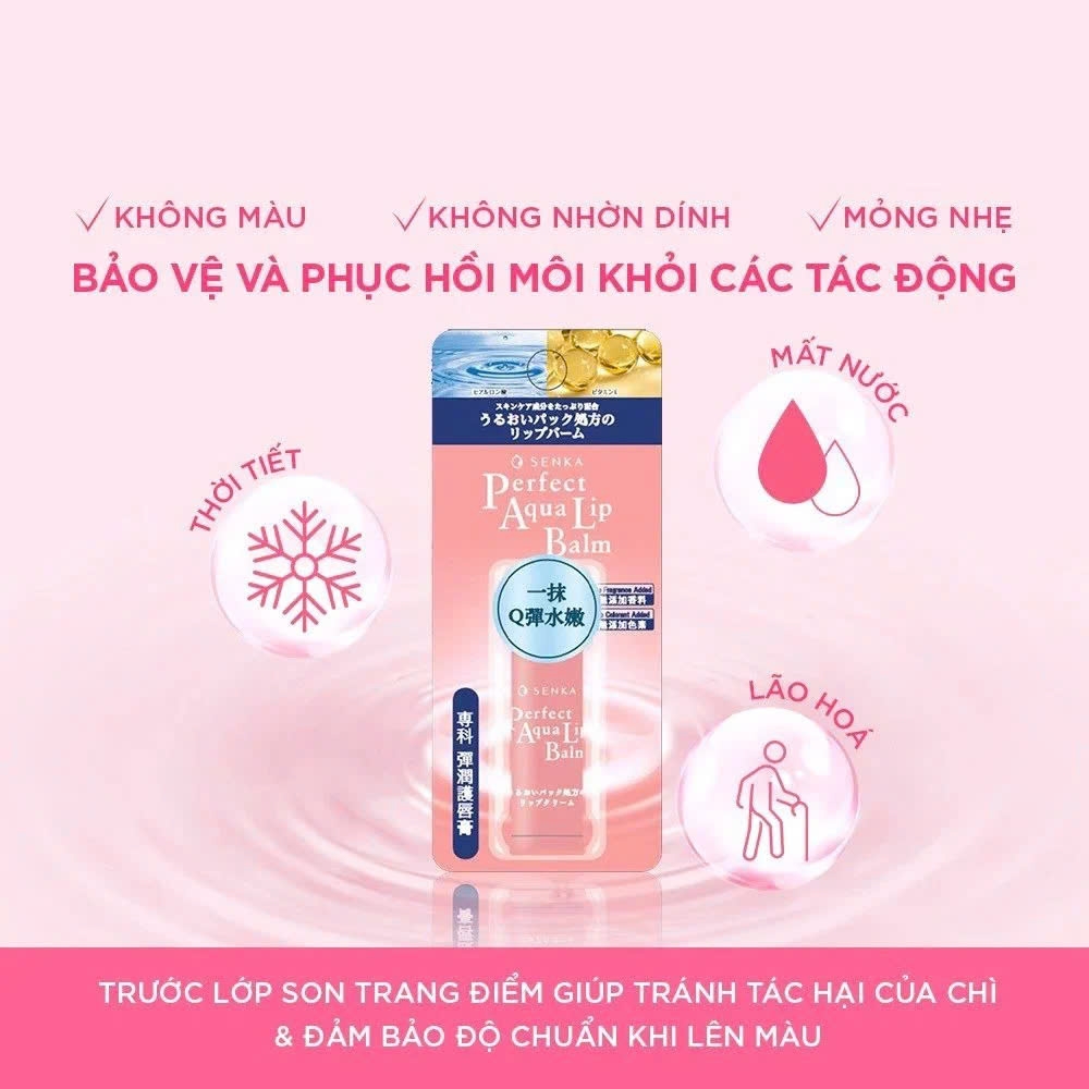 Senka - Son Dưỡng Môi Cấp Ẩm Senka Perfect Aqua Lip Balm 4.5g (Ban Ngày)