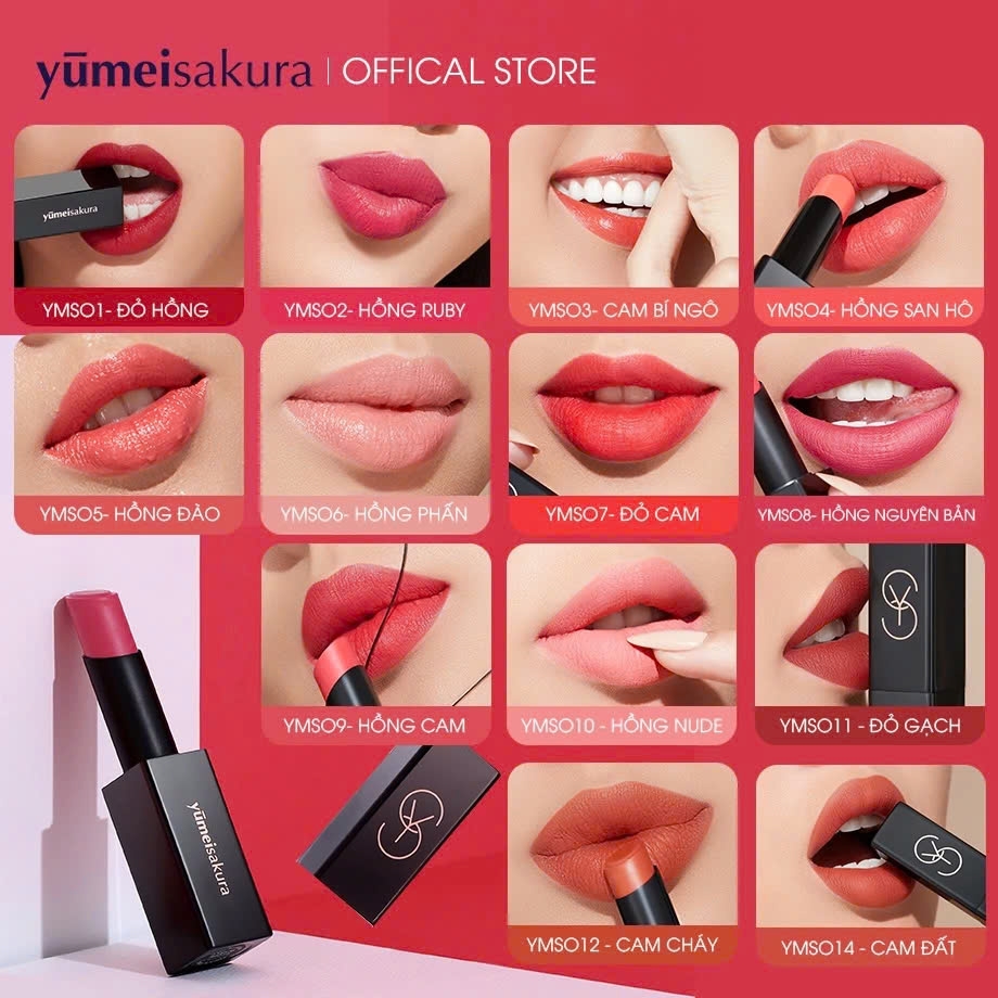 YumeiSakura - Son Dưỡng YumeiSakura Collagen YMS02 Ruby (Hồng Ruby)