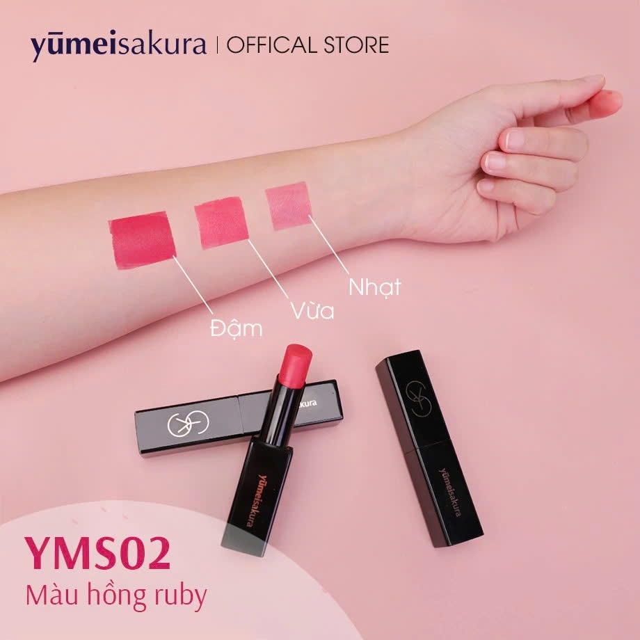 YumeiSakura - Son Dưỡng YumeiSakura Collagen YMS02 Ruby (Hồng Ruby)