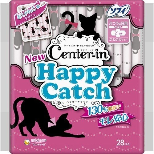 Unicharm - Băng Vệ Sinh Ban Ngày Unicharm Center-in Happy Catch 21cm 28 Miếng (Có Cánh)