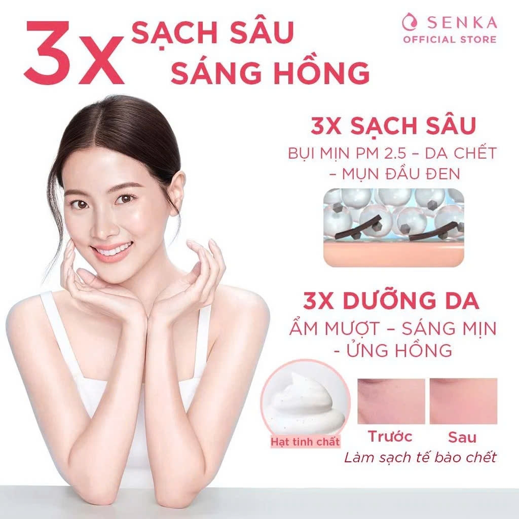 Senka - Sữa Rửa Mặt Dưỡng Da Sáng Hồng Senka Perfect Whip Berry Bright 100g