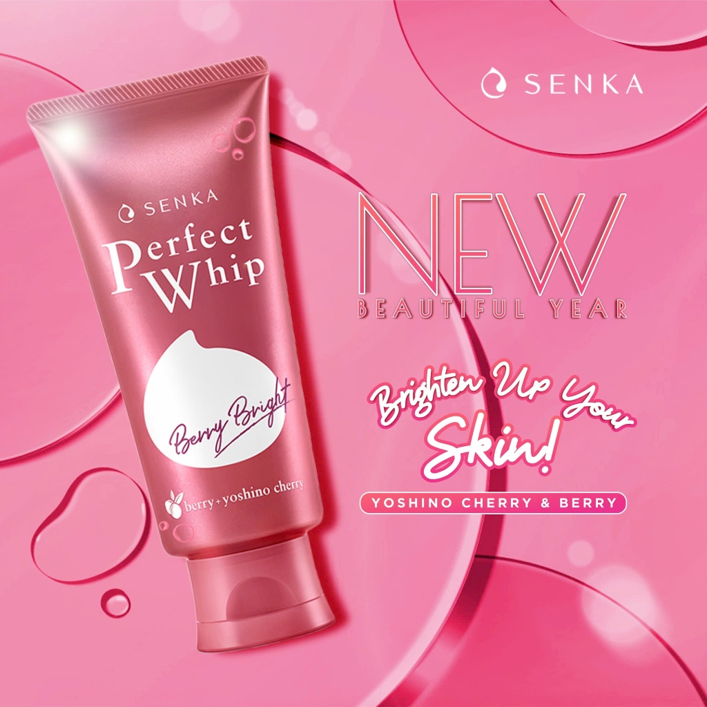 Senka - Sữa Rửa Mặt Dưỡng Da Sáng Hồng Senka Perfect Whip Berry Bright 100g