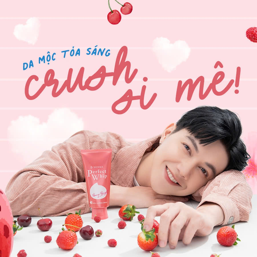 Senka - Sữa Rửa Mặt Dưỡng Da Sáng Hồng Senka Perfect Whip Berry Bright 100g