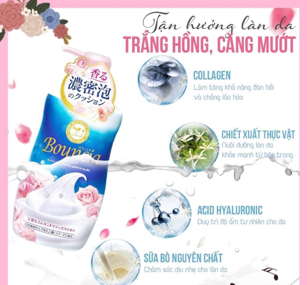 Bouncia - Sữa Tắm Bouncia Hương Hoa Hồng 550ml