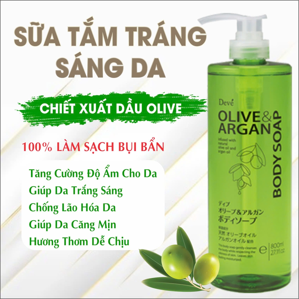 Kumano - Sữa Tắm Chiết Xuất Olive & Argan Deve 800ml