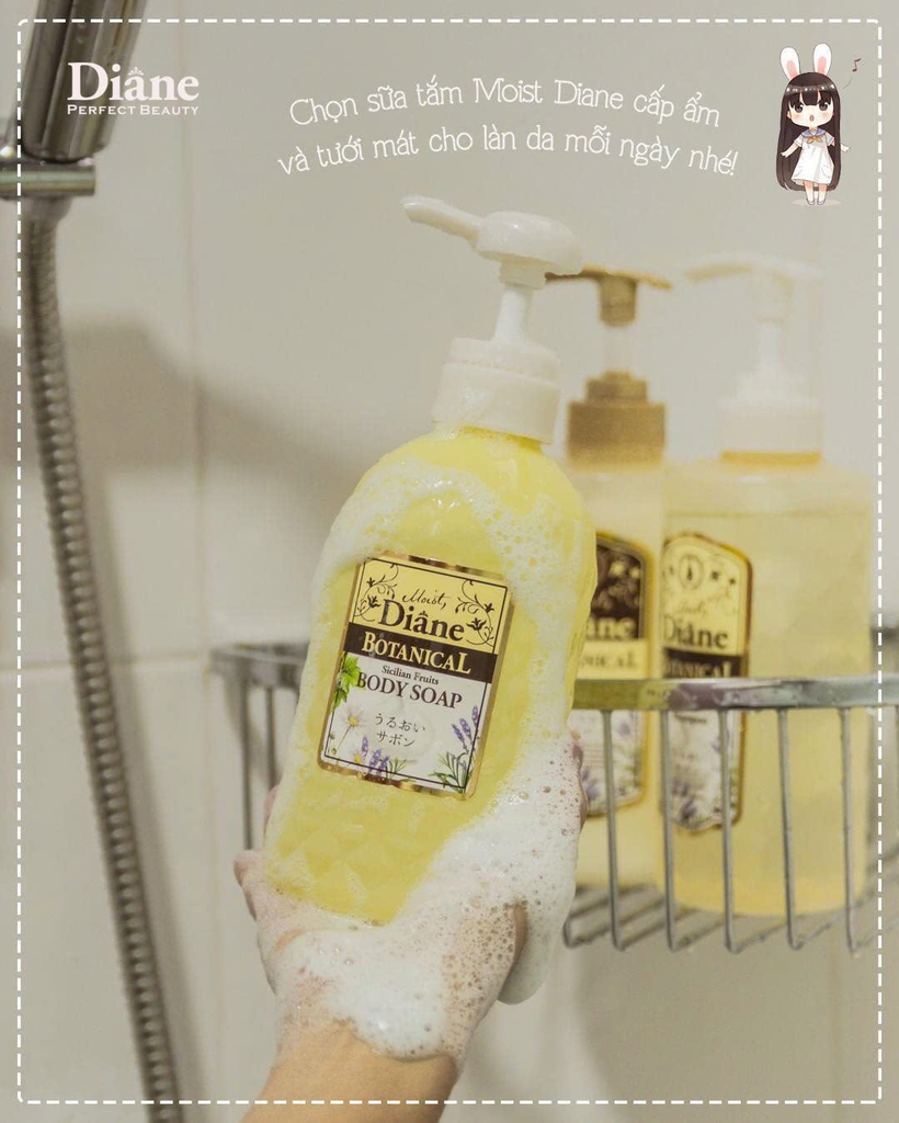 Diane - Sữa Tắm Tinh Dầu Moist Diane Botanical Refresh & Moist Body Soap Hương Trái Cây 500ml