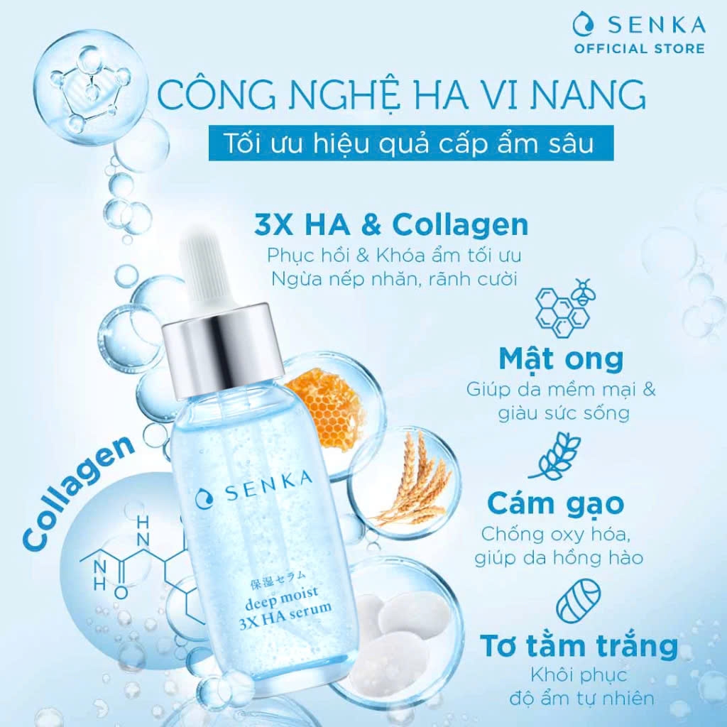 Senka - Tinh Chất Senka Dưỡng Ẩm Chuyên Sâu Và Ngừa Lão Hóa 30ml Deep Moist 3X HA Serum