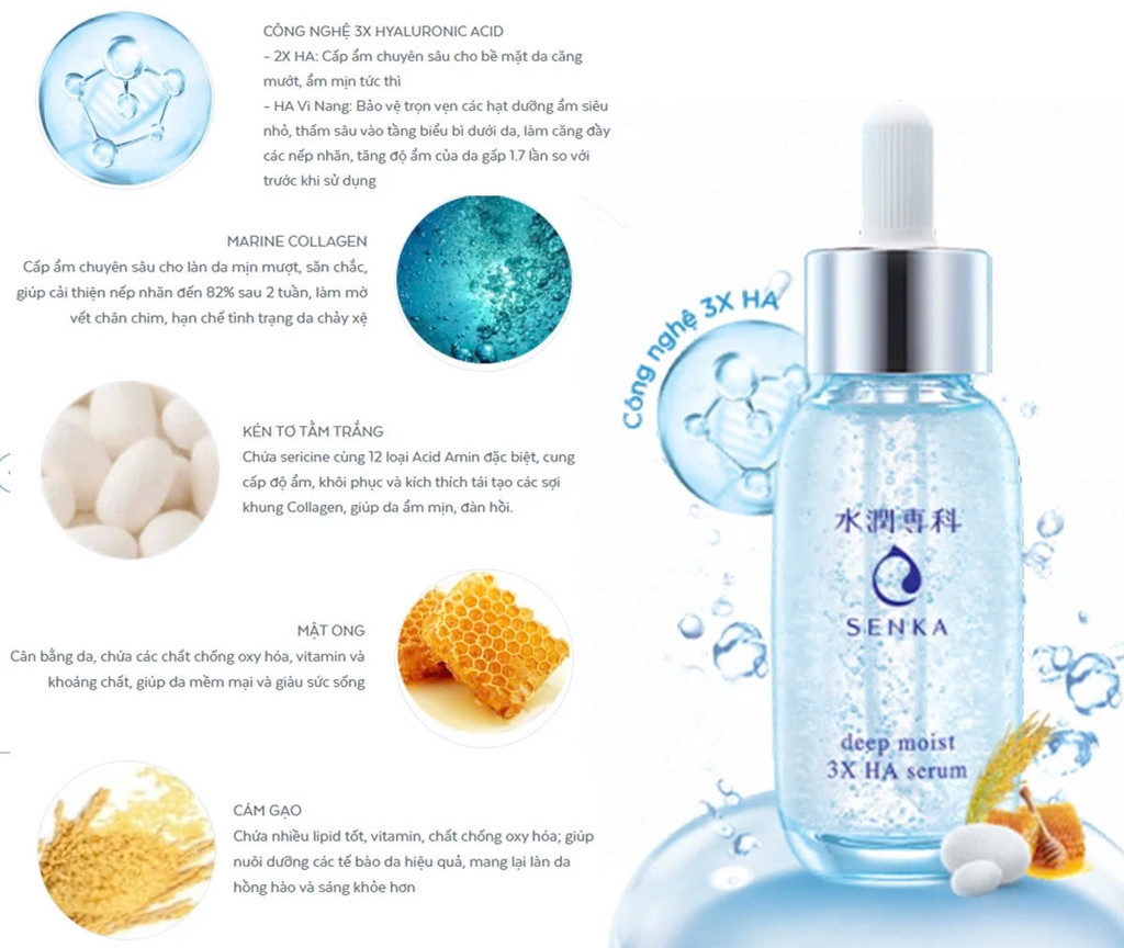 Senka - Tinh Chất Senka Dưỡng Ẩm Chuyên Sâu Và Ngừa Lão Hóa 30ml Deep Moist 3X HA Serum