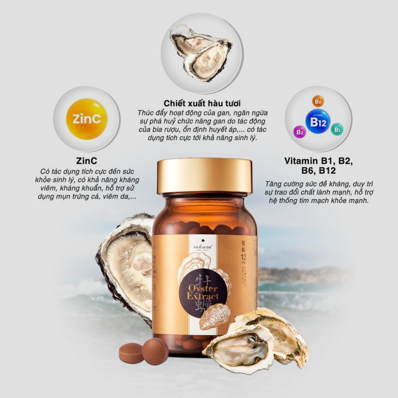 Sakura - Viên Uống Tăng Cường Sức Khỏe Oyster Extract (120 Viên)