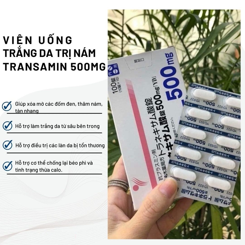 Transamin - Viên Uống Dưỡng Trắng Da Hỗ Trợ Trị Nám Transamin 500mg