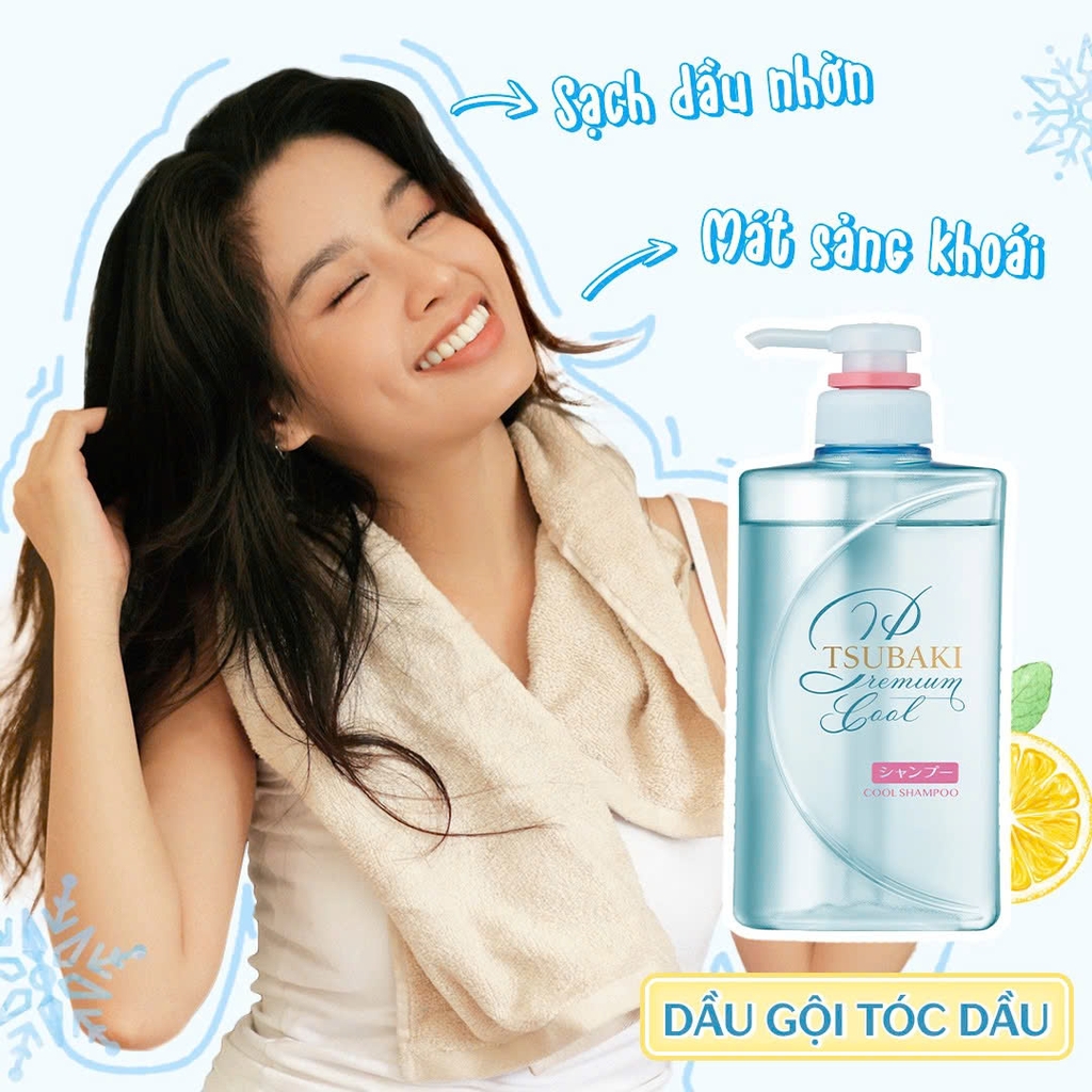 Tsubaki - Cặp Dầu Gội Xả Sạch Dầu Mát Lạnh & Phục Hồi Hư Tổn Tsubaki Premium Cool & Repair Shampoo 490mlx2