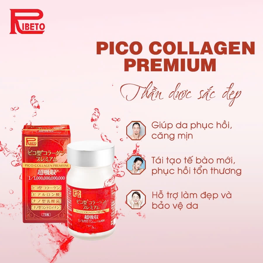 Ribeto - Viên Uống Làm Đẹp Da Pico Collagen Premium Ribeto 75 Viên