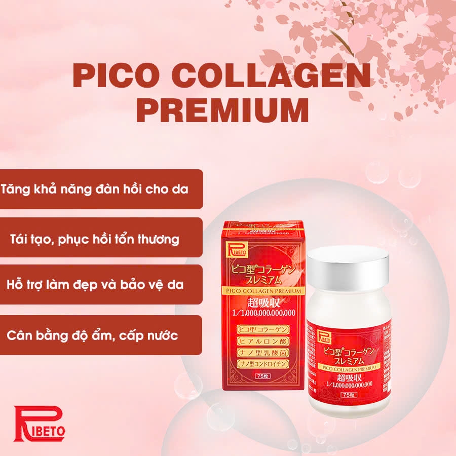 Ribeto - Viên Uống Làm Đẹp Da Pico Collagen Premium Ribeto 75 Viên