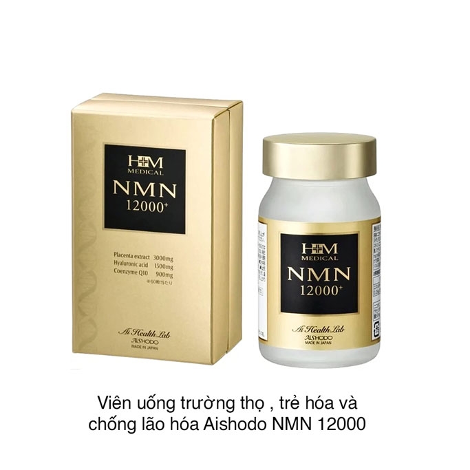 NMN 12000+ - Viên Uống Trẻ Hóa Tái Tạo Làn Da Alshodo (60 Viên)