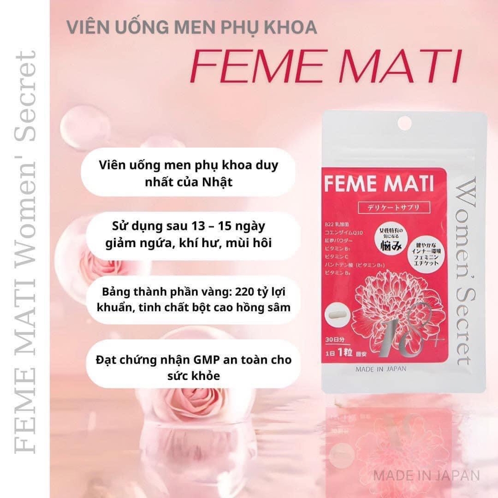 Feme Mati - Viên Uống Phụ Khoa Women’s Secret Nhật Bản (30 Viên)