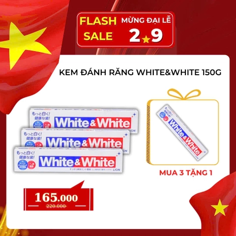 White & White Lion - Combo 3 Tuýp Kem Đánh Răng Trắng Răng 150g Nhật Bản
