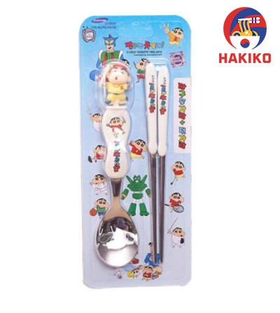 Bộ Thìa Đũa Cho Bé Shin Chan Hàn Quốc  숟가락 젓가락 세트 (핑크)