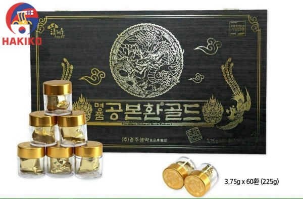 Đông Trùng Hạ Thảo Viên Hộp Gỗ Đen 60 Viên Kanghwa Hàn Quốc 강화홍삼 공본환 골드 60환