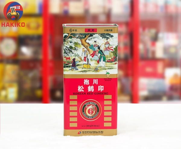 Hồng Sâm Củ Khô Pochoen Hộp Sắt 6 Năm 10 Củ 150G Hàn Quốc 홍삼