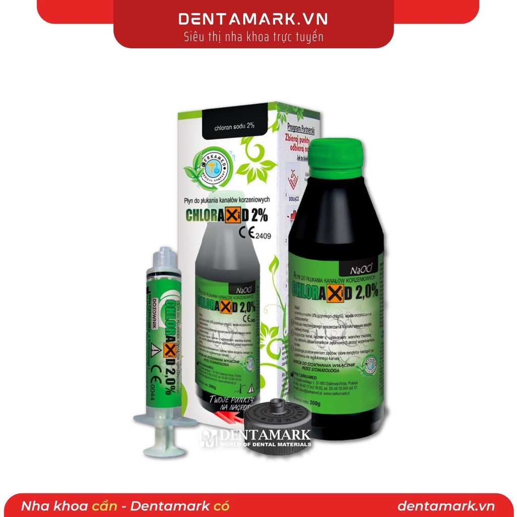 Dung dịch bơm rửa tủy Chloraxid 2% (Naocl 2%)