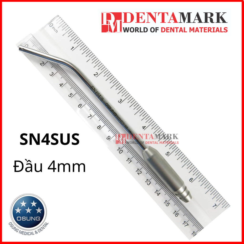Osung Dental Suction Tip - Stainless Steel 4mm Inner Diameter STT-4SUS