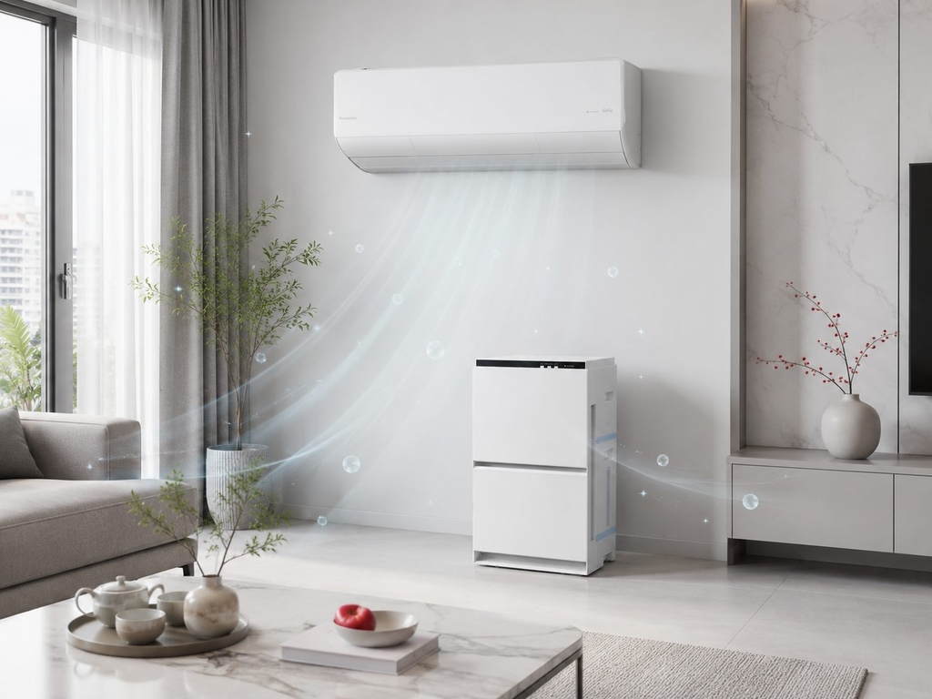 So sánh điều hòa Panasonic lọc không khí và máy lọc không khí riêng đặt trong phòng khách
